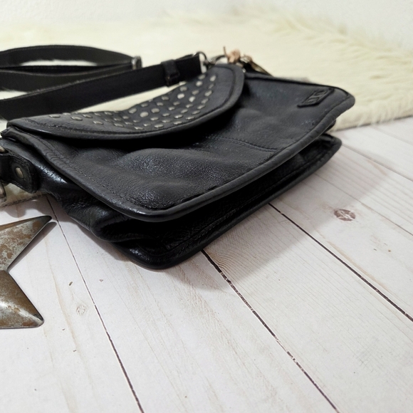 Bed Stu Occurrence Studded Black Crossbody Bag Distressed Handmade NEW NWT - Picture 5 of 9